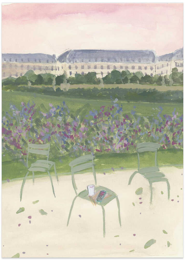 Paris Garden Watercolor Illustration
