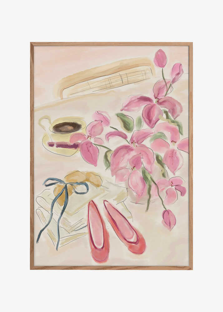 Still Life Watercolor Illustration with Ballerinas