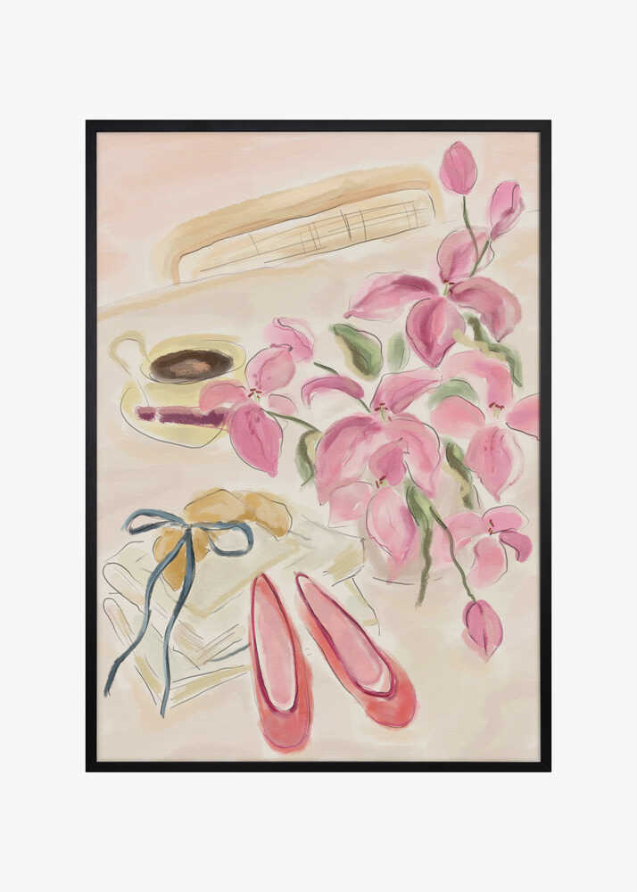 Still Life Watercolor Illustration with Ballerinas