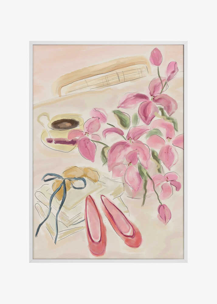 Still Life Watercolor Illustration with Ballerinas