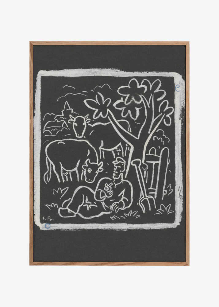 Boer Rustend Onder Een Boom In Een Weiland Met Koeien (1891   1941)