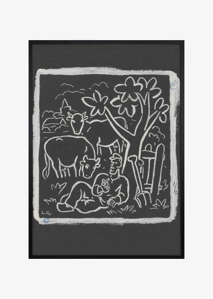 Boer Rustend Onder Een Boom In Een Weiland Met Koeien (1891   1941)