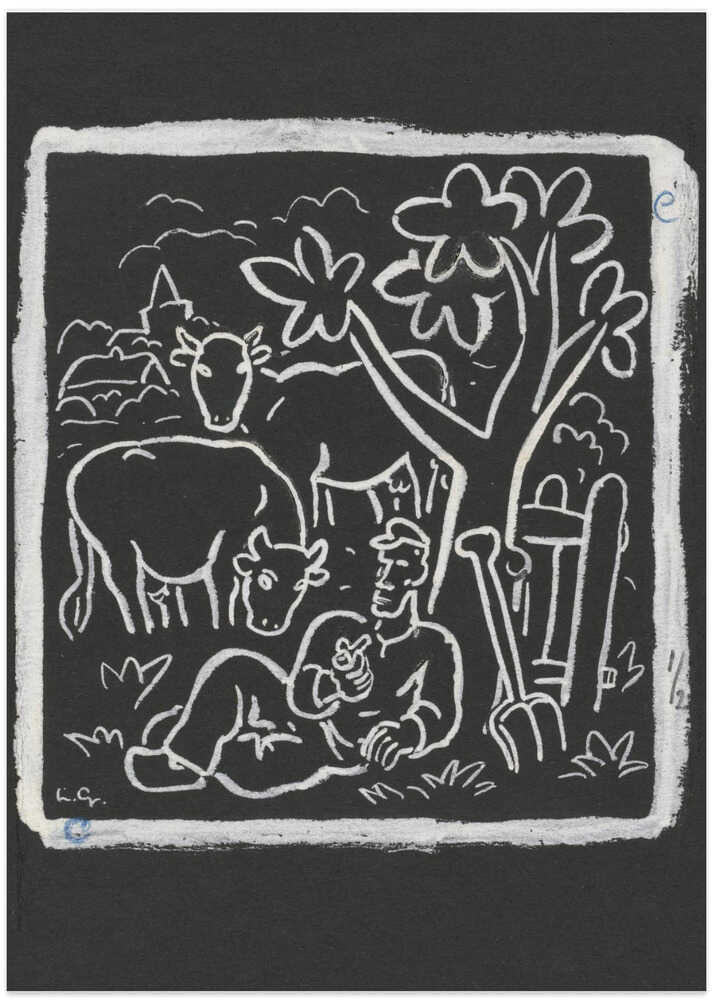 Boer Rustend Onder Een Boom In Een Weiland Met Koeien (1891   1941)