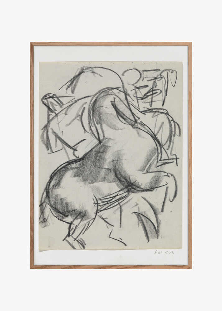 Steigerend Paard Met Figuur Op De Achtergrond