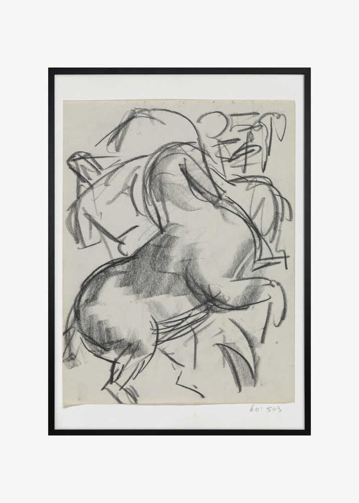 Steigerend Paard Met Figuur Op De Achtergrond