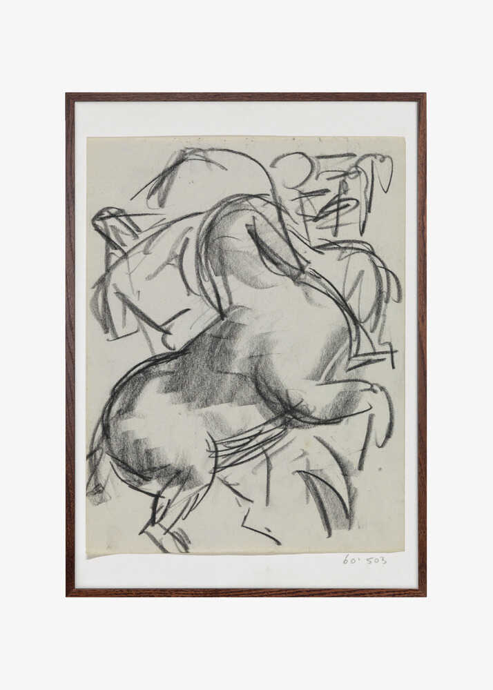 Steigerend Paard Met Figuur Op De Achtergrond