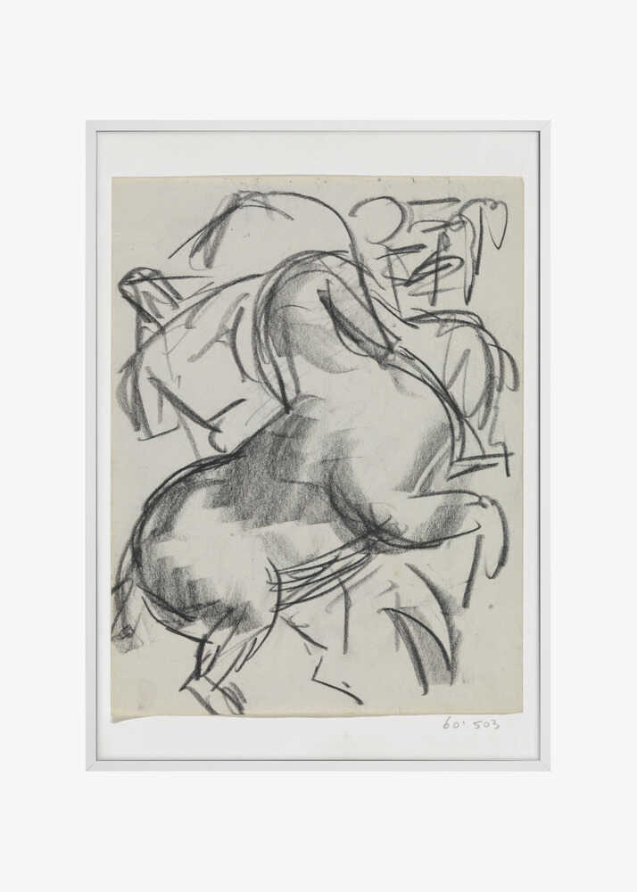 Steigerend Paard Met Figuur Op De Achtergrond