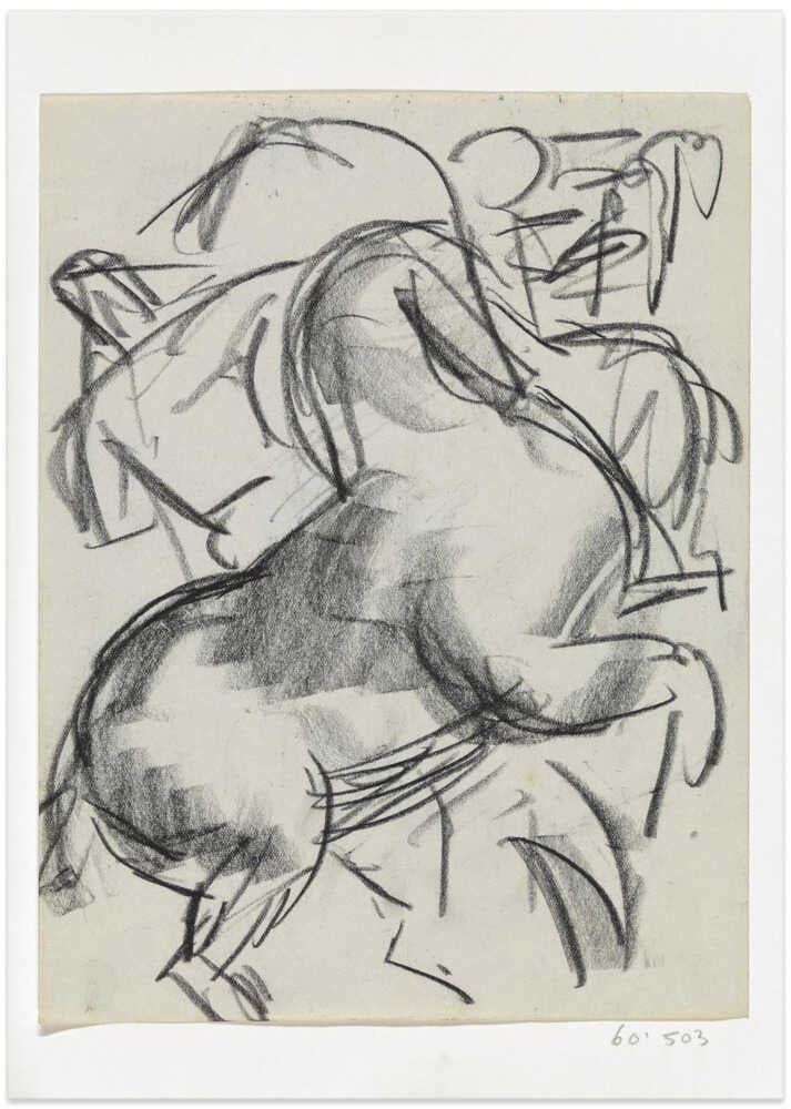 Steigerend Paard Met Figuur Op De Achtergrond