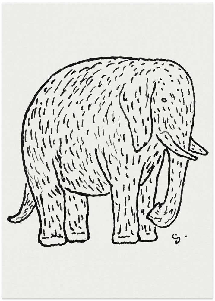Elephant (ca. 1891–1941) Drawing In High Resolution By Leo Gestel
