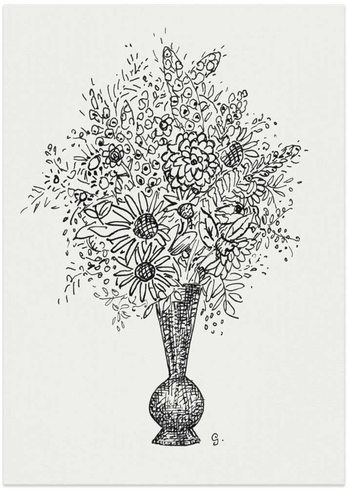 Flower Vase (ca. 1891–1941) Drawing In High Resolution By Leo Gestel.