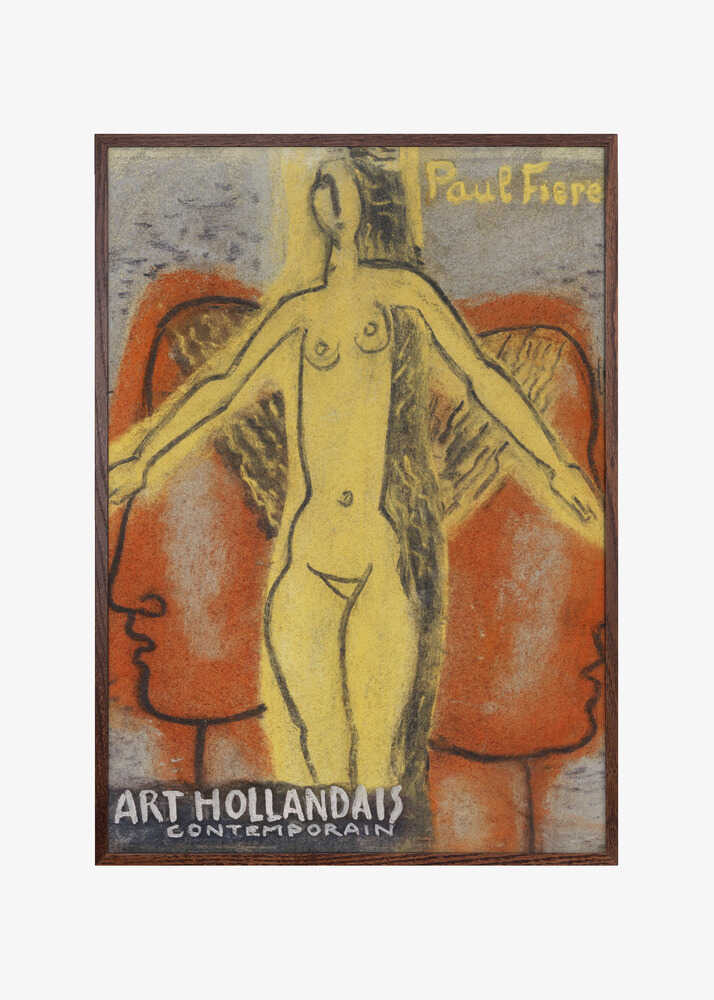 Naakte Vrouw Tussen Twee Van Elkaar Weg Kijkende Mannen Hoofden (1933) By Leo Gestel.