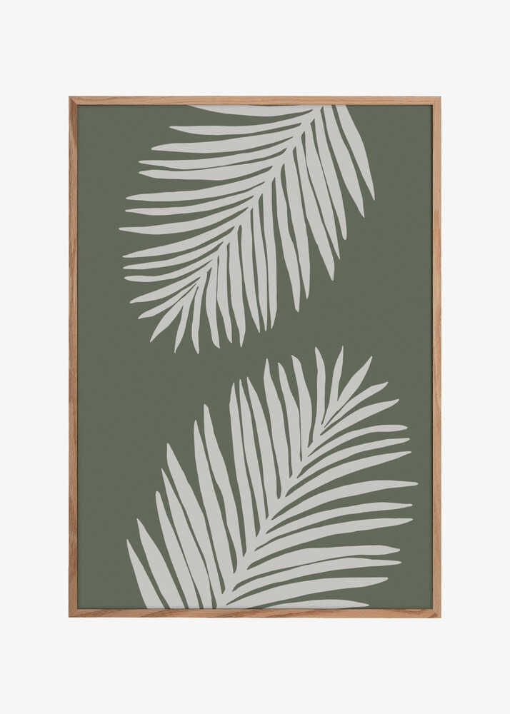 PALM LEAF 06 GREEN WHITE