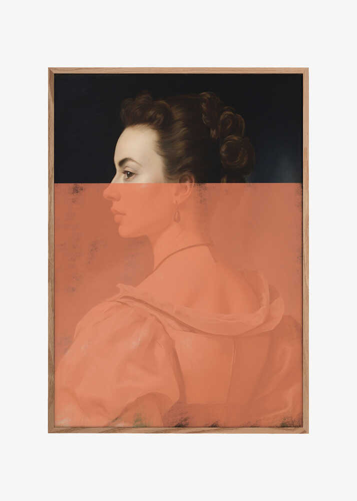 Altered Portrait of Woman Orange Modern Art