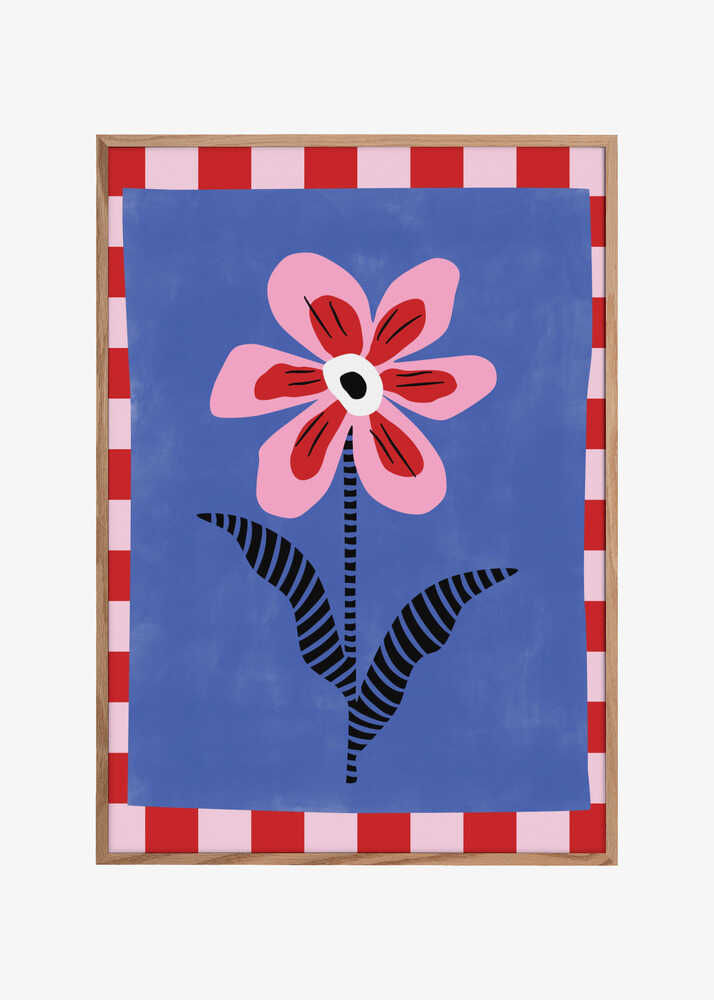 Flower with Pink Petals and Striped Leaves