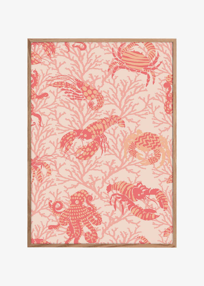 Coral and Lobster peachy fuzz pattern