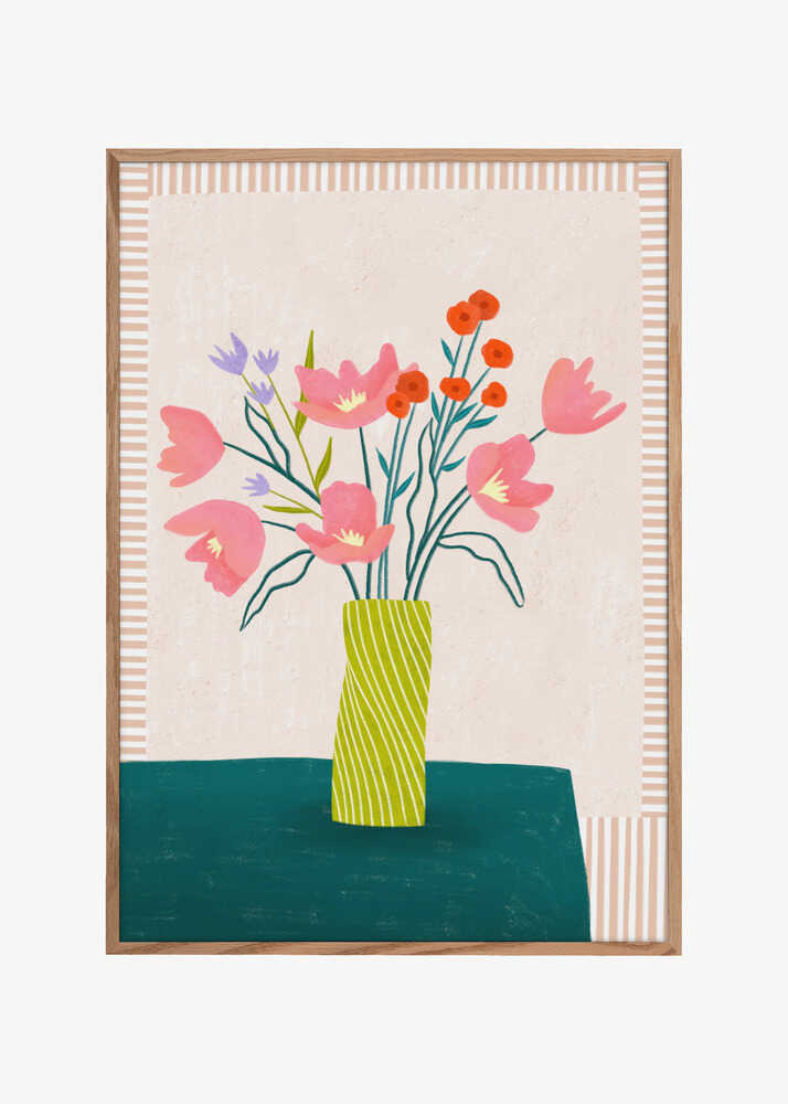 Colorful Blossoms in Stripes