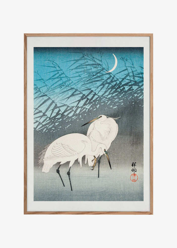 Egrets and Reeds In Moonlight (1926)