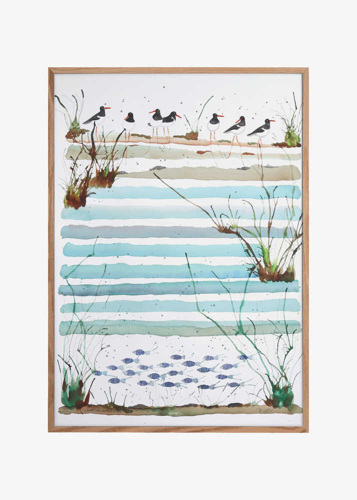 Serene Beach Scene with Shorebirds