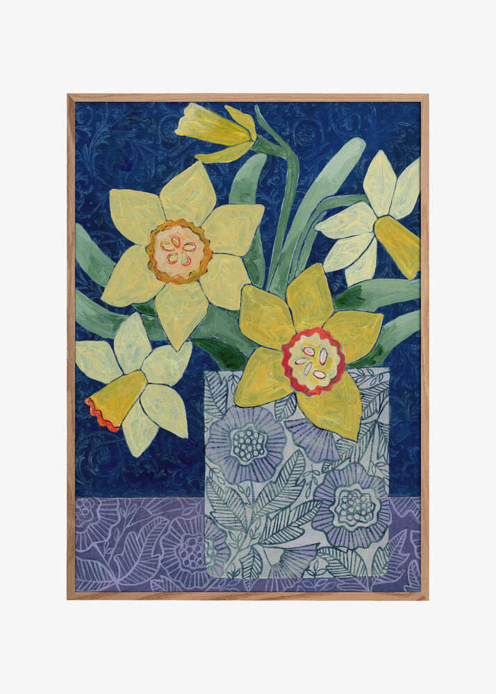 Daffodils In A Patterned Vase