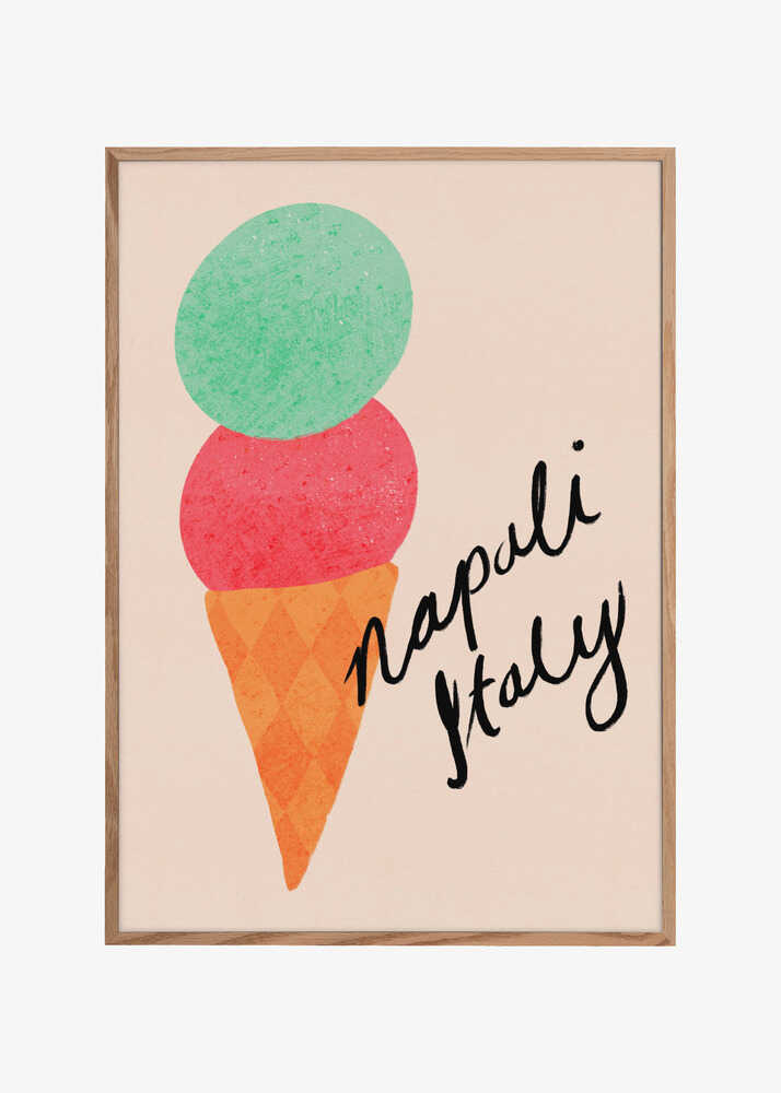 Napoli Italy Gelato Ice Cream Typography Poster
