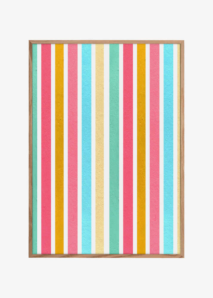 Vibrant Summer Stripes: Original Multicolor Pastel Acrylic Art