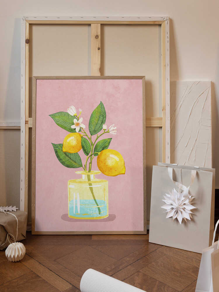 Lemon Bunch In Vase
