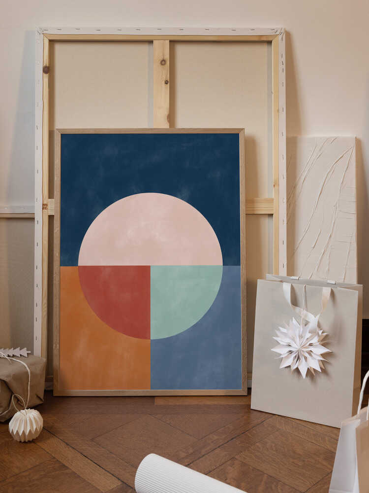 Geometric Abstraction With A Large Pastel Circle