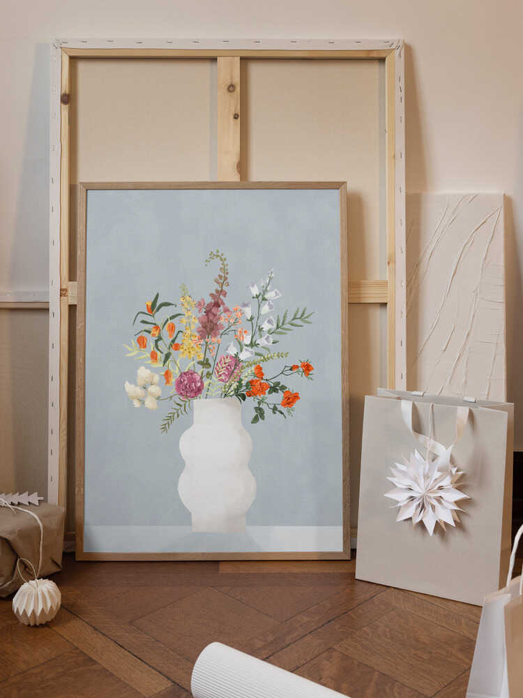 Flowers In Vase, Blue