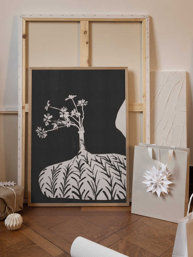 Plump Vase With Slender Flowers