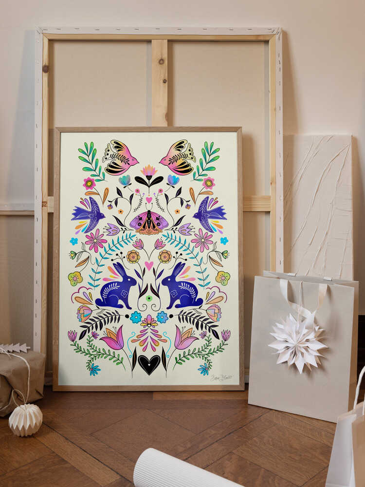 Colorful Folk Art Illustration