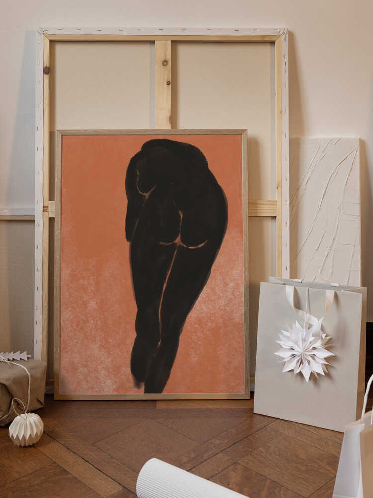 Bathing nude in black