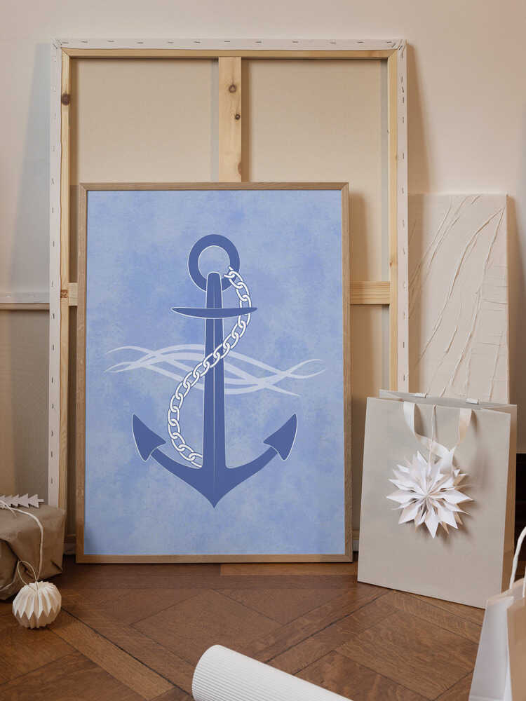 Blue Anchor Wrapped with a White Chain