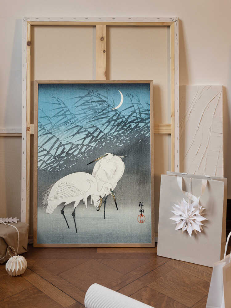 Egrets and Reeds In Moonlight (1926)