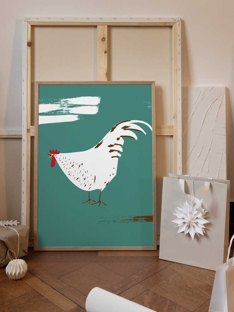 Stylized White Rooster