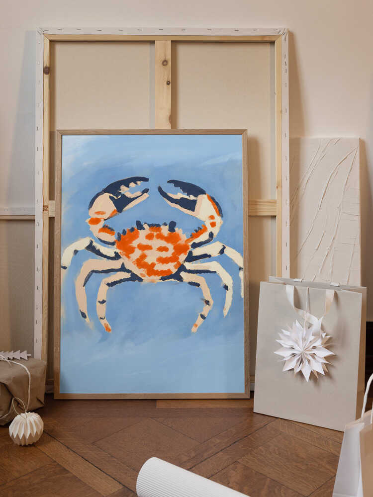 Crab on Blue Canvas