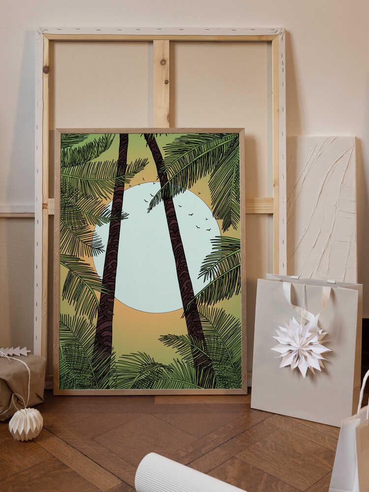 Palm Trees And Vibrant Sunset