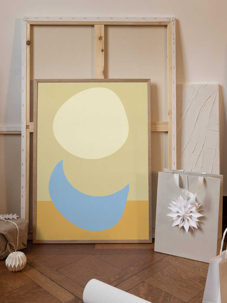 Stacked Ovals in Soft Yellow and Light Blue