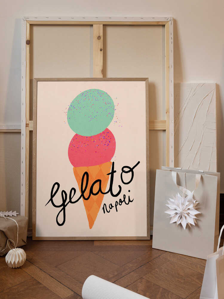 Gelato Napoli Ice Cream Typography Poster