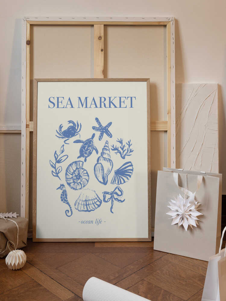 Sea Market Blue Artprint