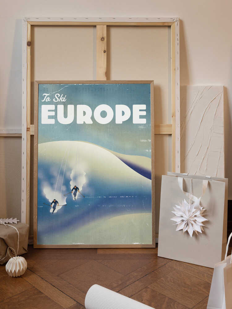 Europe To Ski Vintage Poster