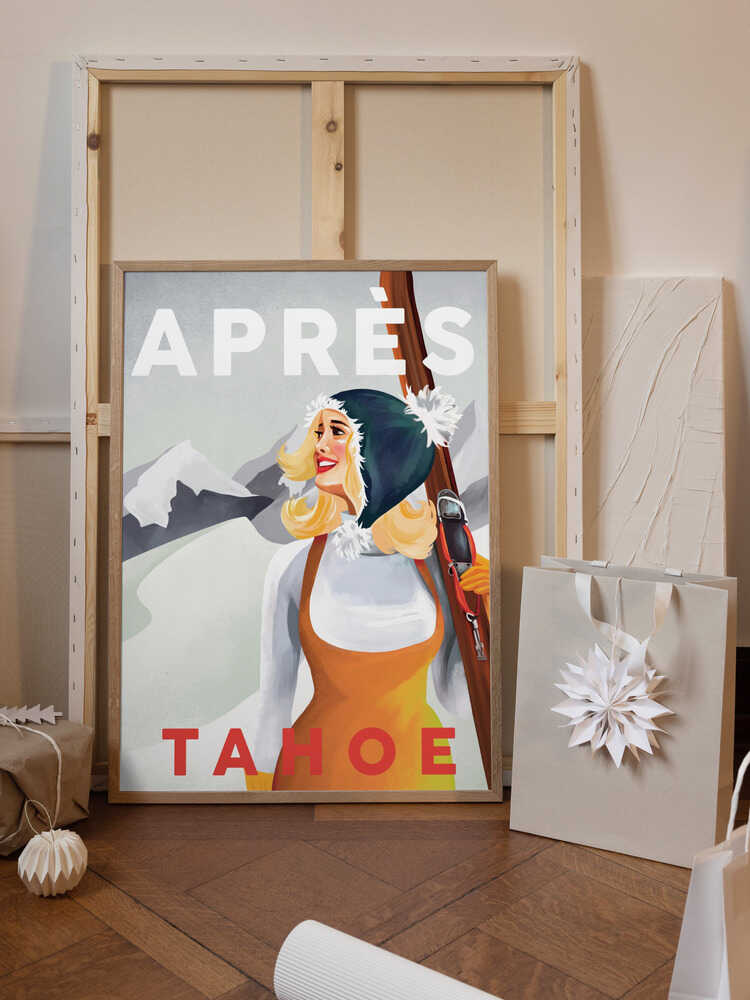 Apres Ski Lake Tahoe Vintage Pin Up Art