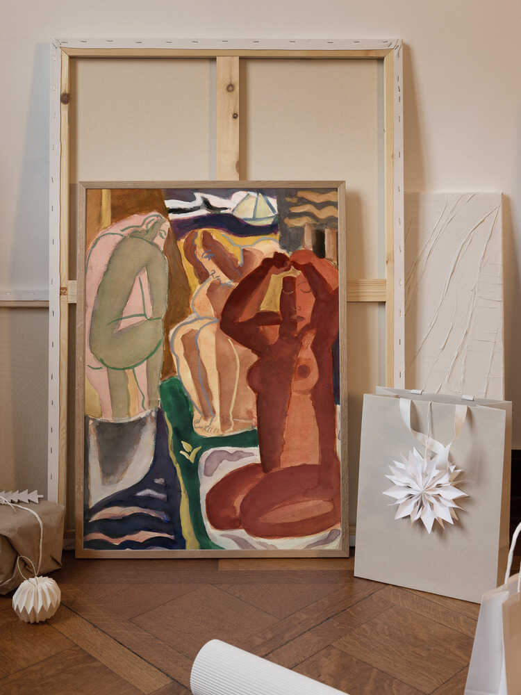 Two Bathing Women and a Bridge Figure 4x5 Clean