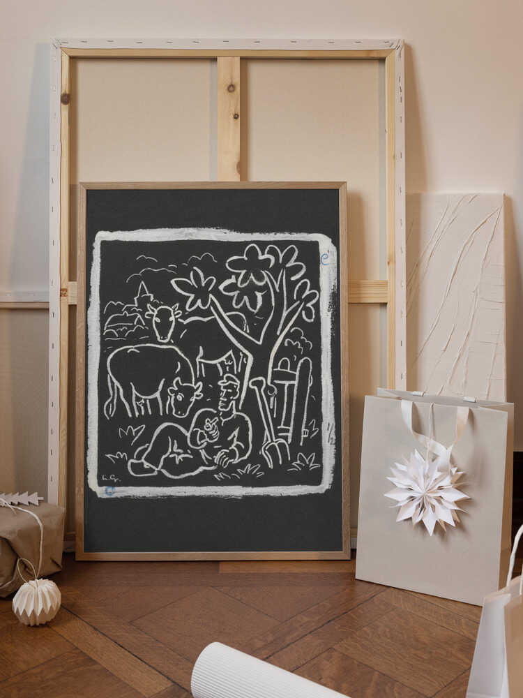 Boer Rustend Onder Een Boom In Een Weiland Met Koeien (1891   1941)