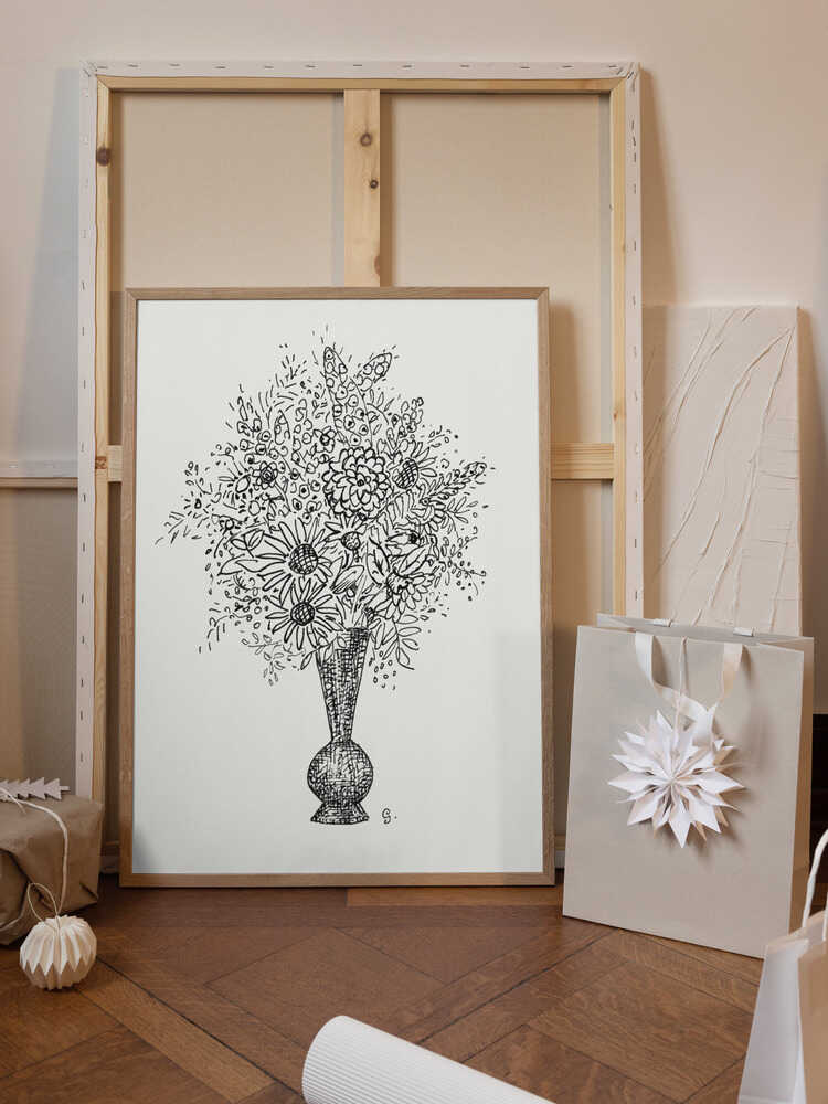 Flower Vase (ca. 1891–1941) Drawing In High Resolution By Leo Gestel.