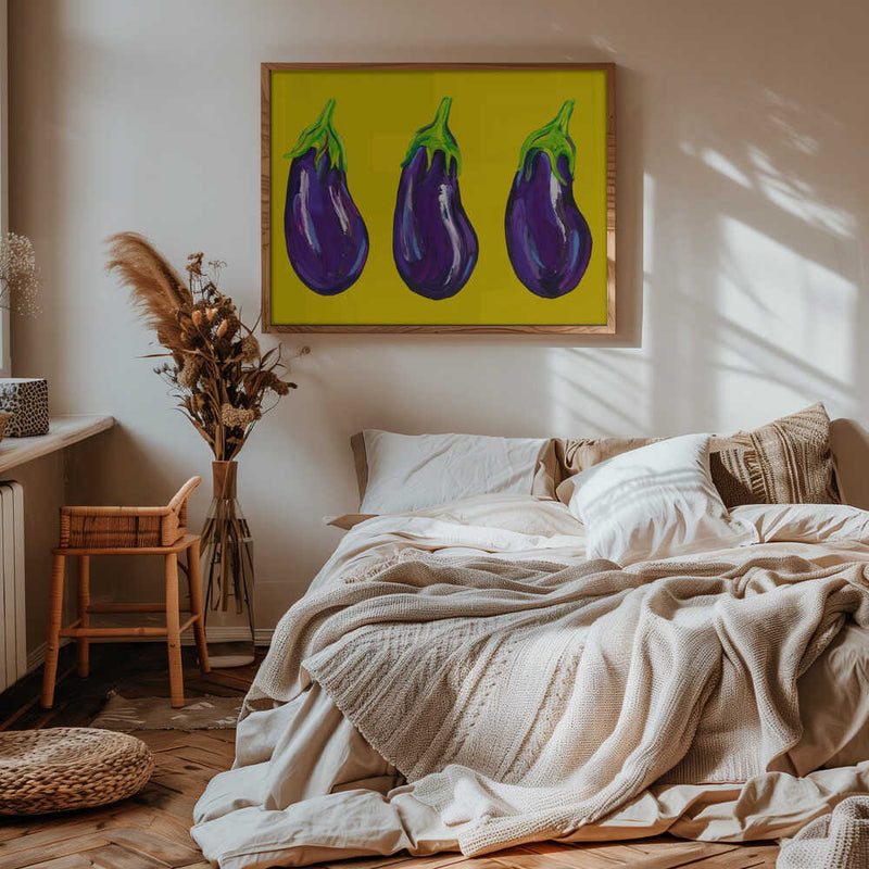 Aubergines On Yellow