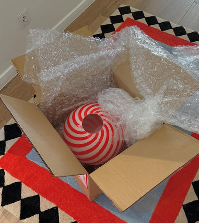 Murano Candy pendant light red/white swirl D: 30 cm