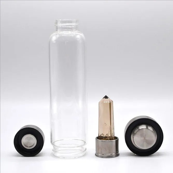 Natural energy crystal column glass spa cup crystal water bottle