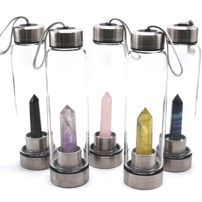 Natural energy crystal column glass spa cup crystal water bottle