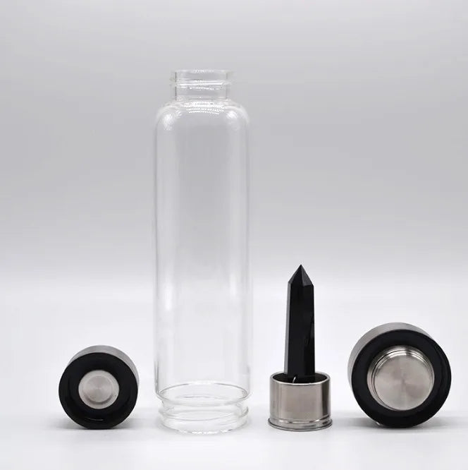 Natural energy crystal column glass spa cup crystal water bottle