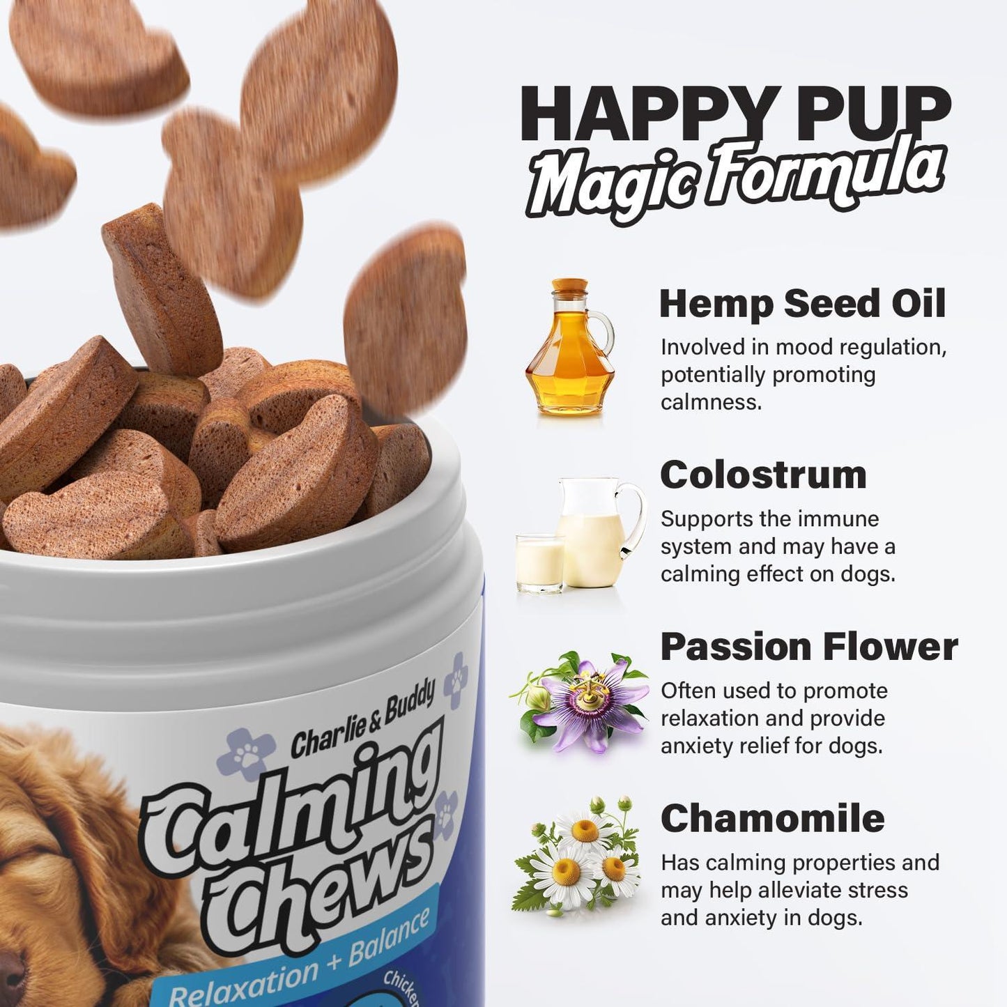 Calming Chews for Dogs Dog Anxiety Relief Promote Relaxation Dog Calming Chews